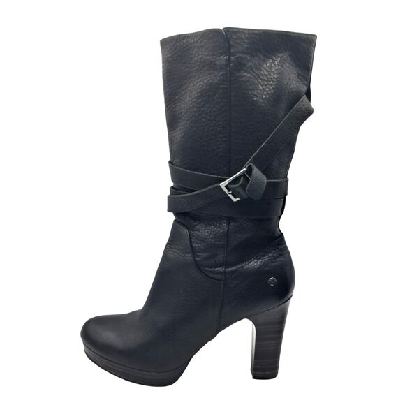 UGG Jardin Platform Boots Womens Size 10 Black Leather Buckle Straps Side Zip Mi - Picture 5 of 13